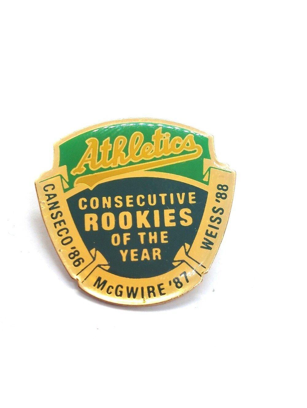 Oakland Athletics Consecutive Rookies Of Year Pin Canseco McGwire Weiss 80s